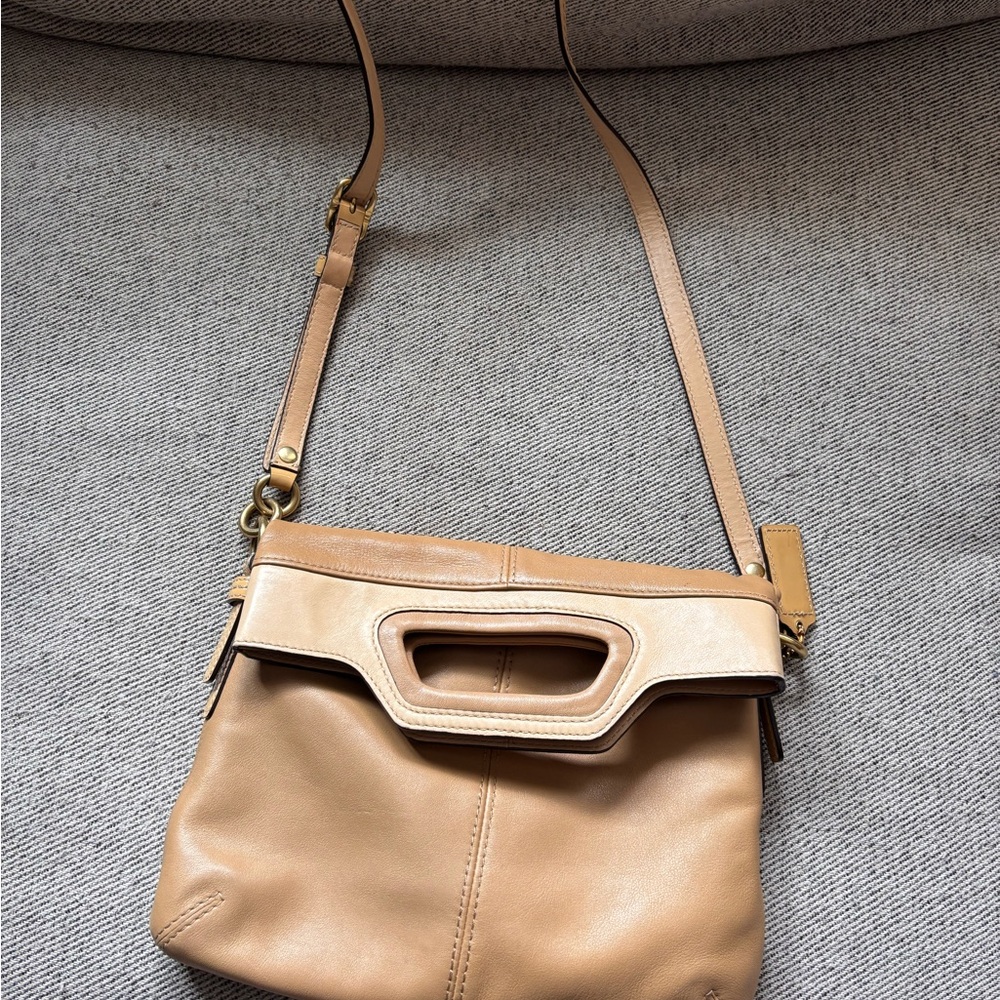 Elegant Tan Leather Women's Bag vintage coach Bonnie fold over crossbody